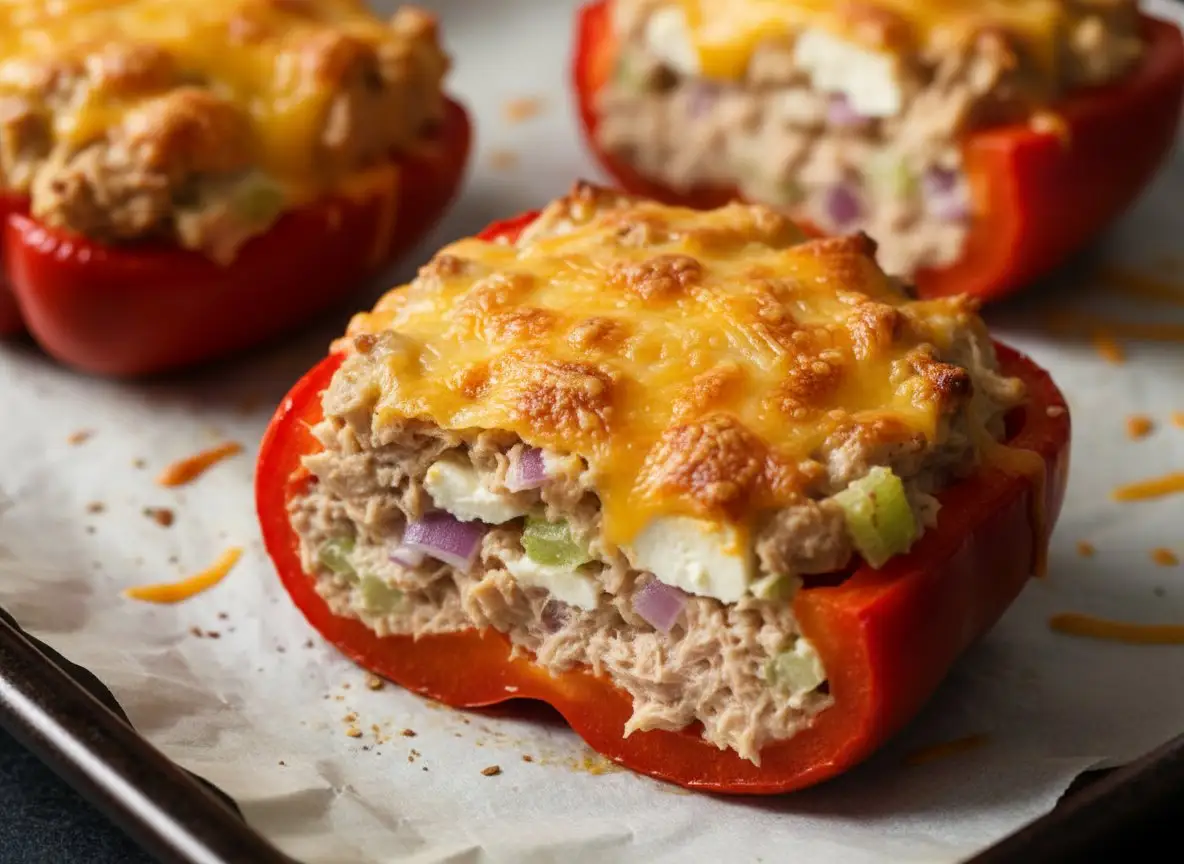 Tuna Melt Stuffed Peppers with 42g Protein recipe
