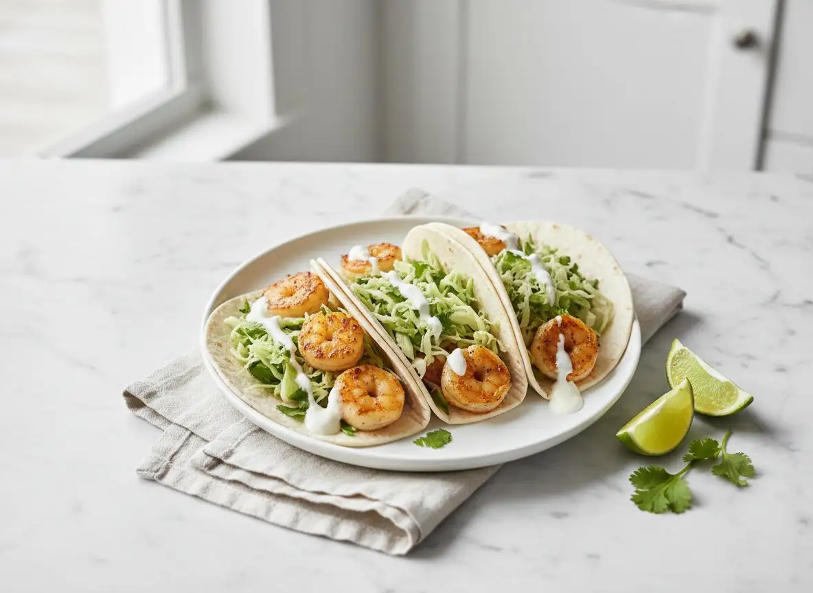 Shrimp Tacos with Lime Crema recipe