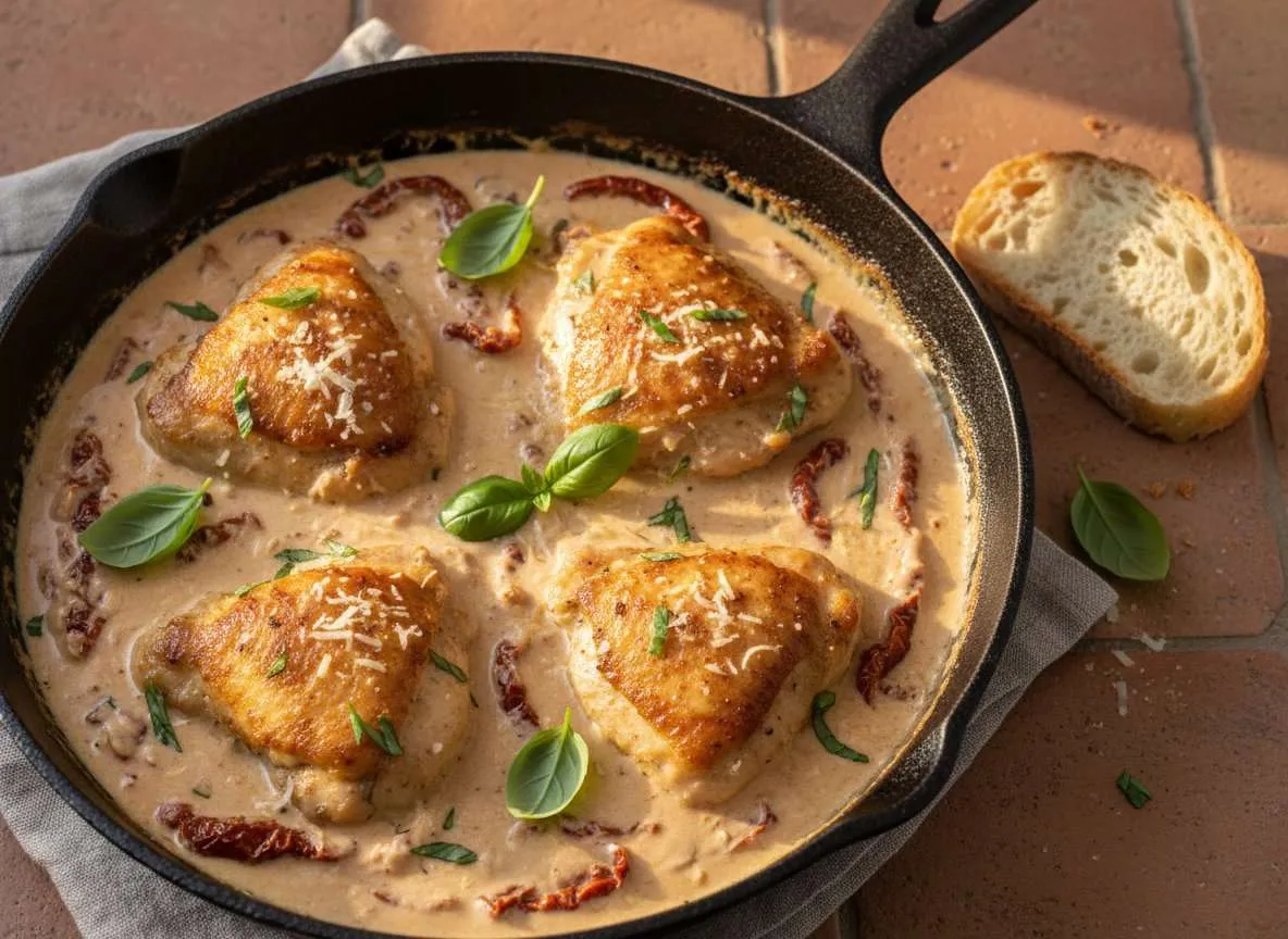 Marry Me Chicken with 42g Protein Cottage Cheese Cream Sauce recipe