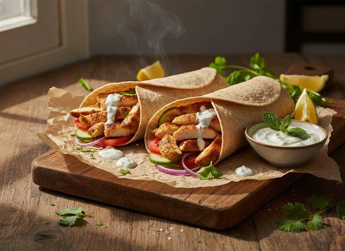 Chicken Breast Shawarma Wraps with Yogurt-Garlic Sauce recipe