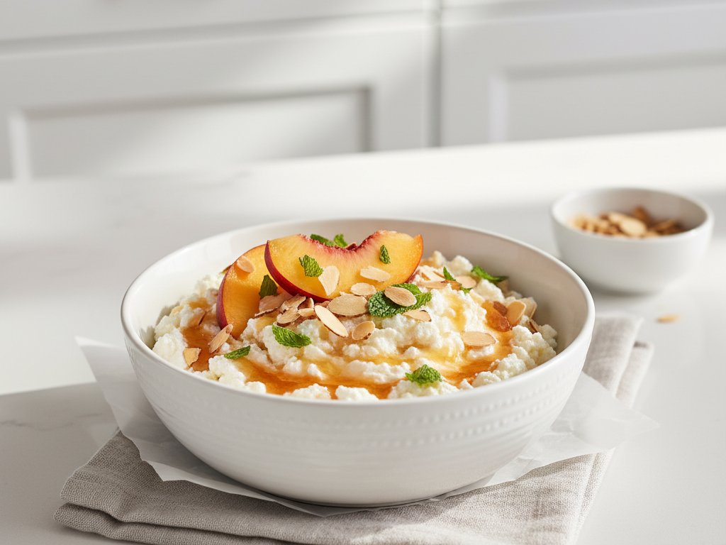 Cottage Cheese Peach & Almond Bowl