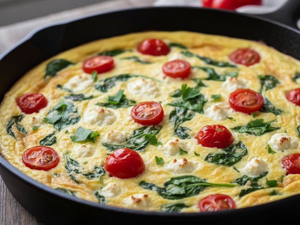 Mediterranean Spinach Feta Egg White Frittata