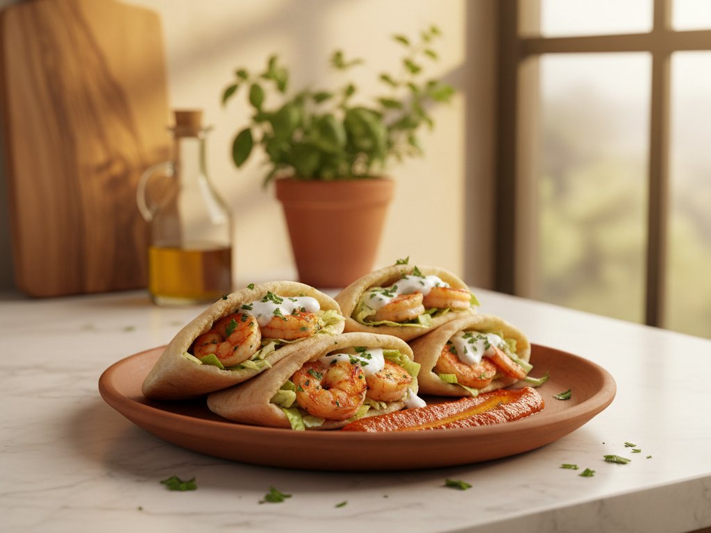 Easy Harissa Shrimp Pita Pockets