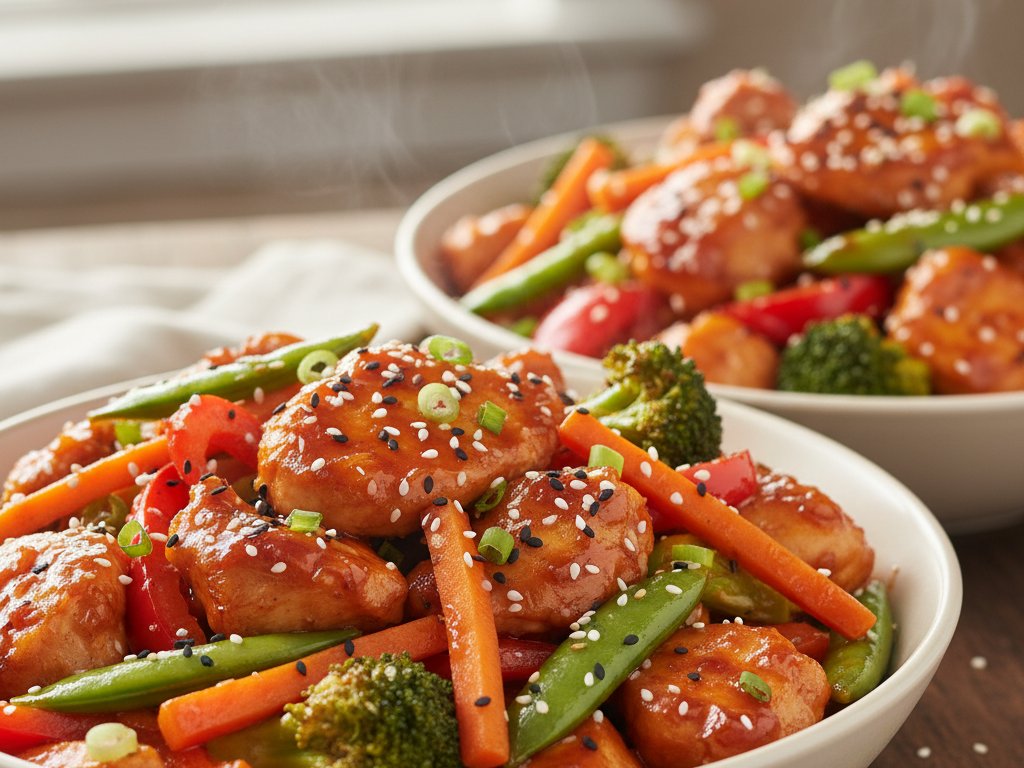 Honey Sriracha Chicken & Veggie Stir-Fry Bowls
