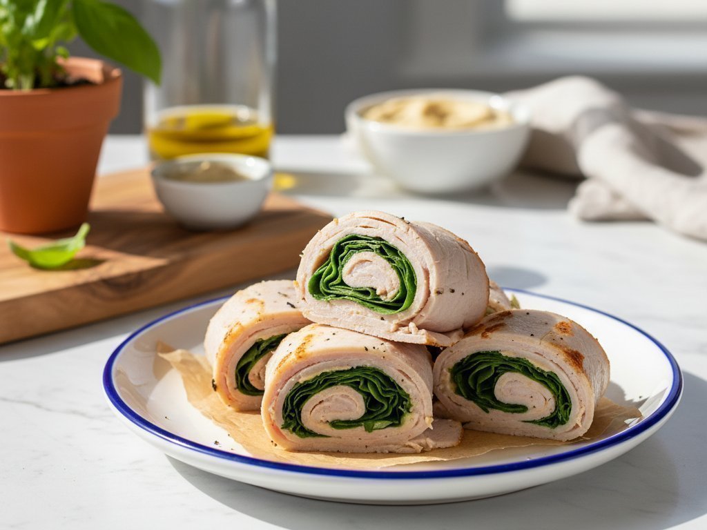 No-Cook Turkey & Hummus Roll-Ups